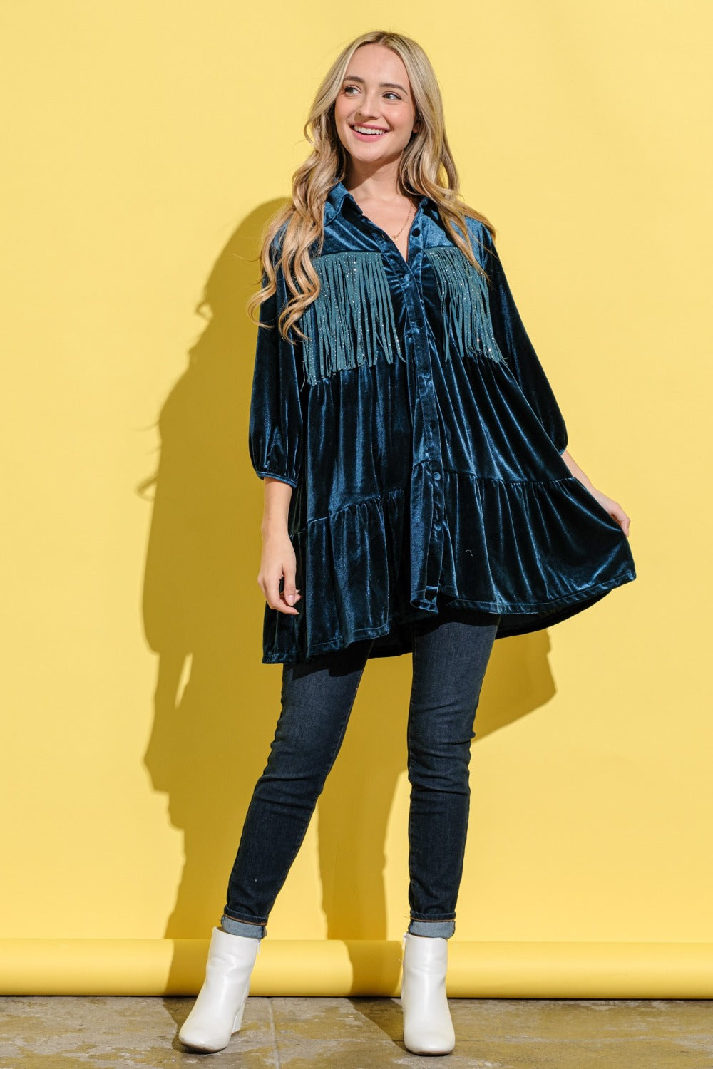 Fringe Velvet Dress - The Salty Depths