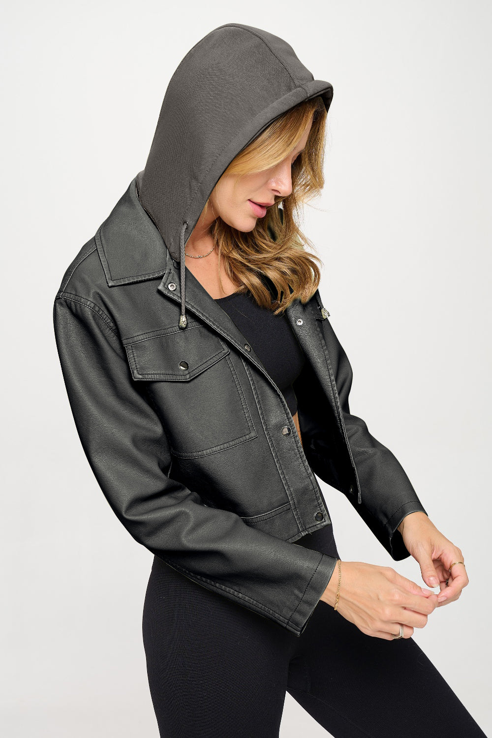 Coalition LA Snap Down Cropped Hooded Jacket - The Salty Depths